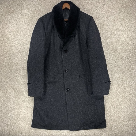 VTG Timme Tuft Alpaca Pile Herringbone Trench Coat Old Money Wool‎ Luxury Sz L